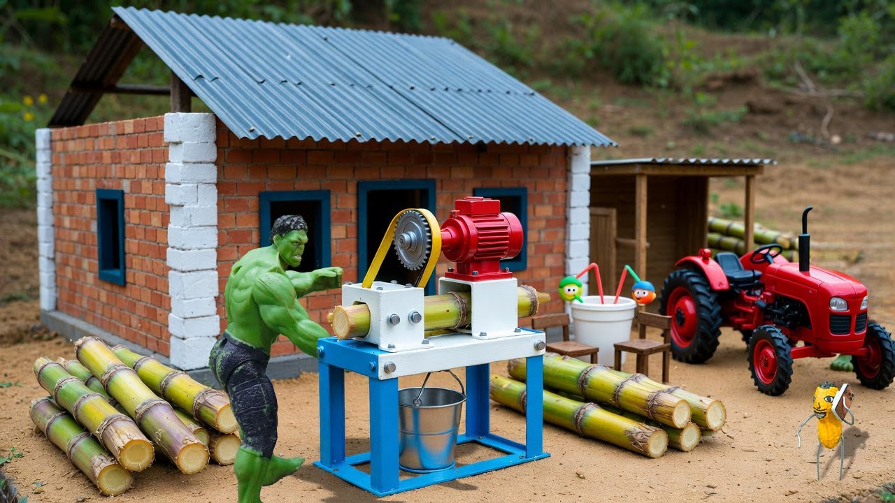 Hulk Builds DIY Sugarcane Crusher || Hulk Miniature Farming Story - Science Project