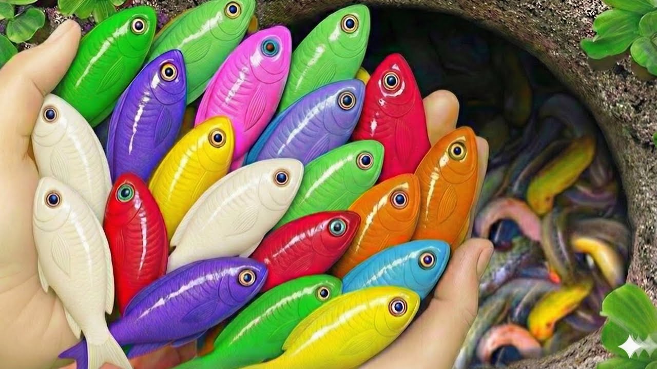 Catch beautiful ornamental fish in a small pond: koi, oranda, betta, guppies,molly fish, pearl