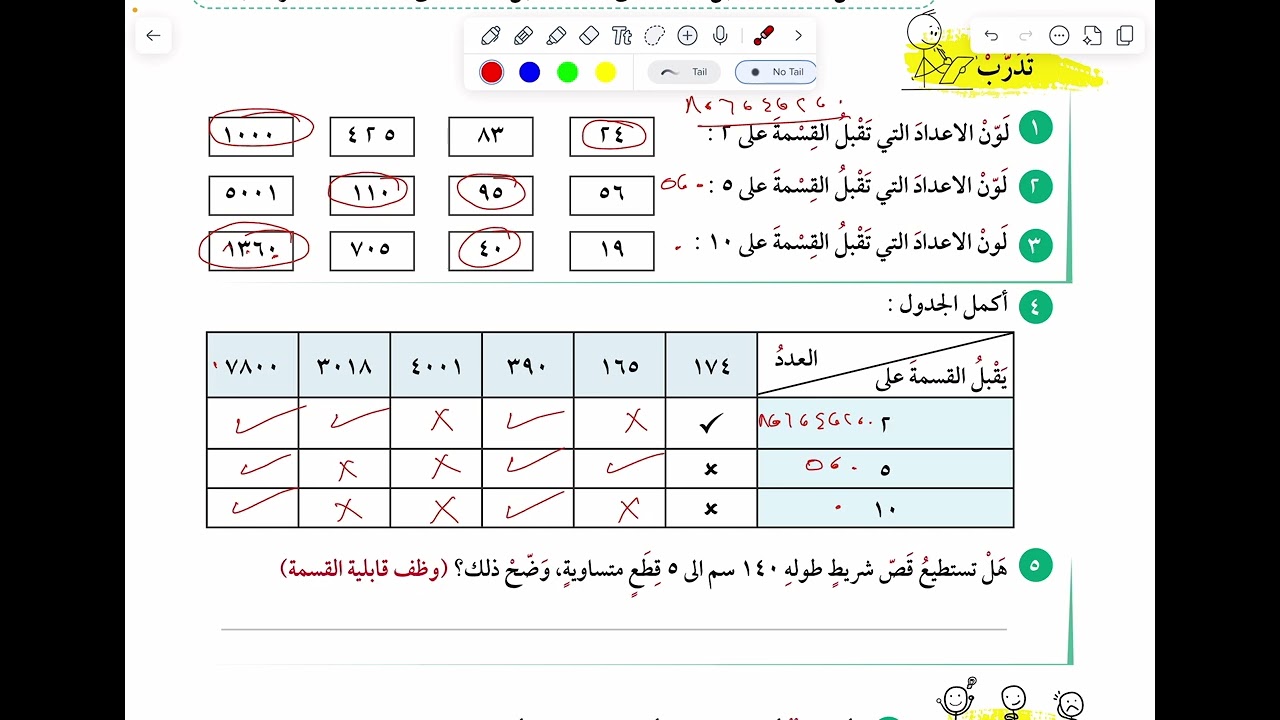 الصف الرابع: (٥-٦) استكشاف قابلية القسمة على ٢ ، ٥ ، ١٠ صفحة ٢٨