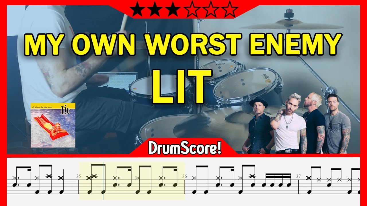 My Own Worst Enemy - Lit | Play-Along Drum Cover with Sheet Music