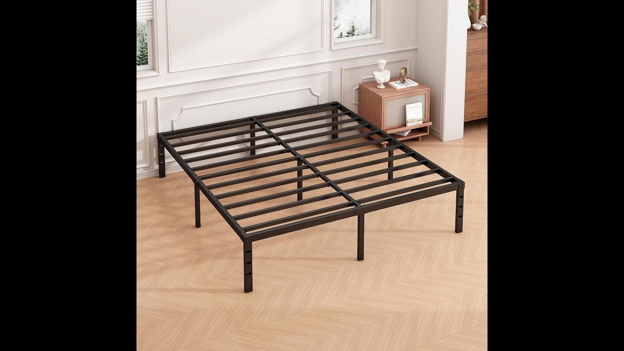 Hafenpo 18 Inch Full Bed Frame   Sturdy Metal Platform Full Size, No Box Spring Needed