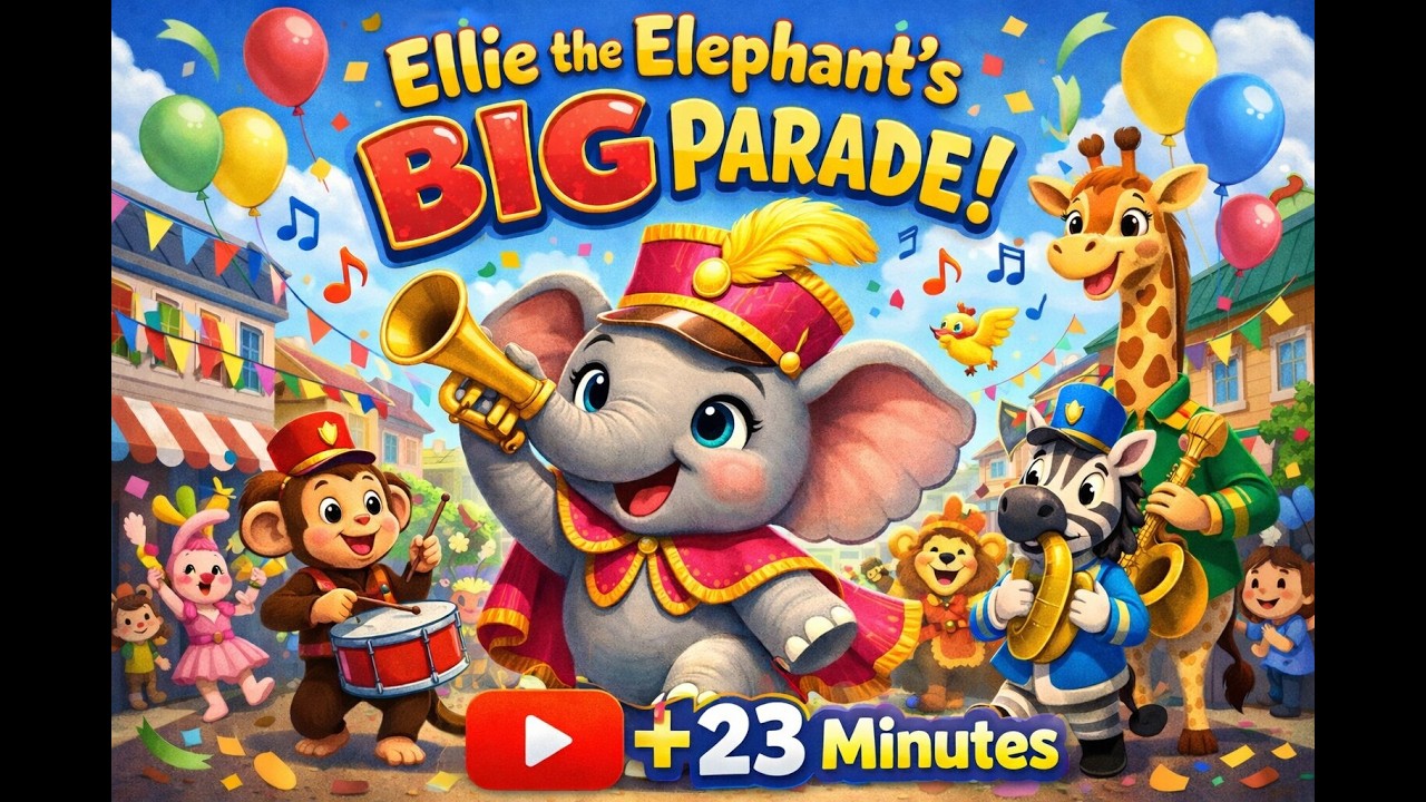 Ellie the Elephant’s Big Parade +23 Minutes | Fun Animal Kids Song & Nursery Rhyme for Children