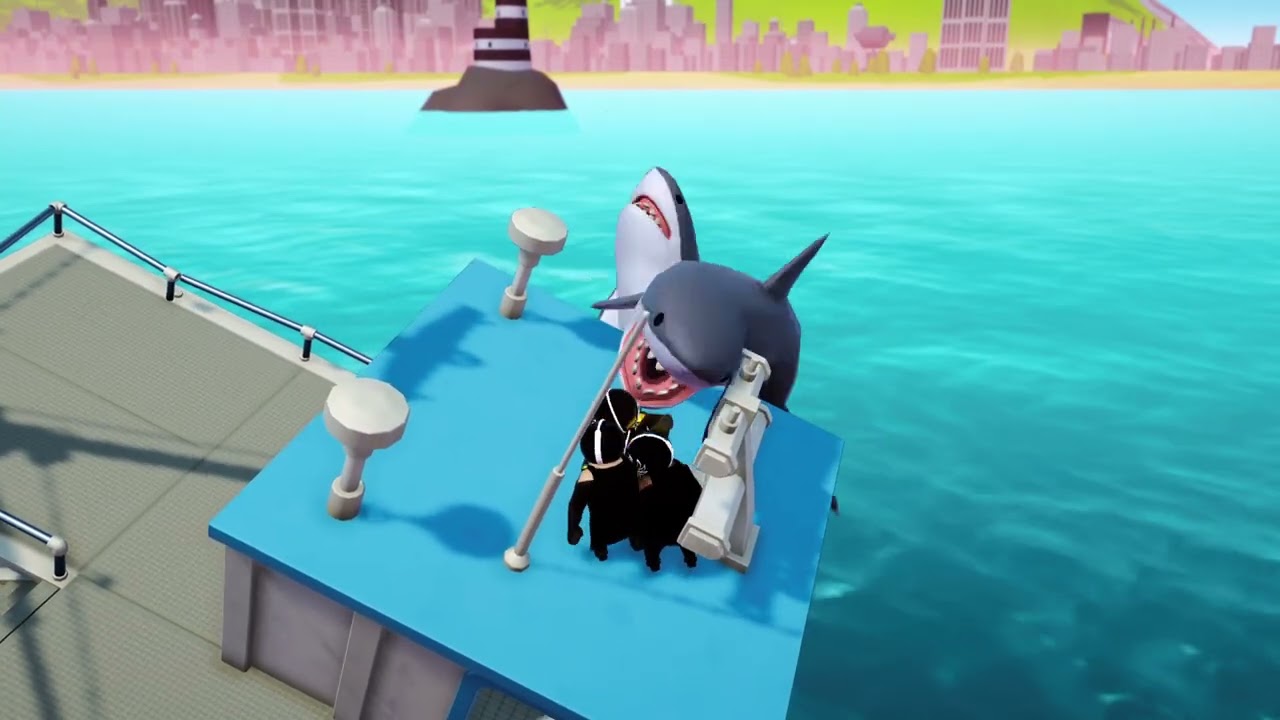 Running from the shark #gamer #gaming #gangbeasts #viral #explore #fyp #roblox #ps5  #astrobot 