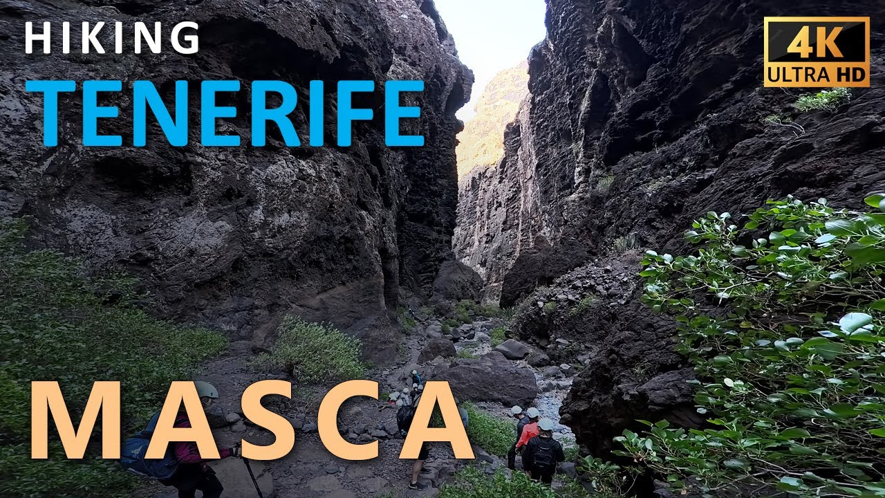 Tenerife Hiking Trail. Hiking through the Masca Gorge.