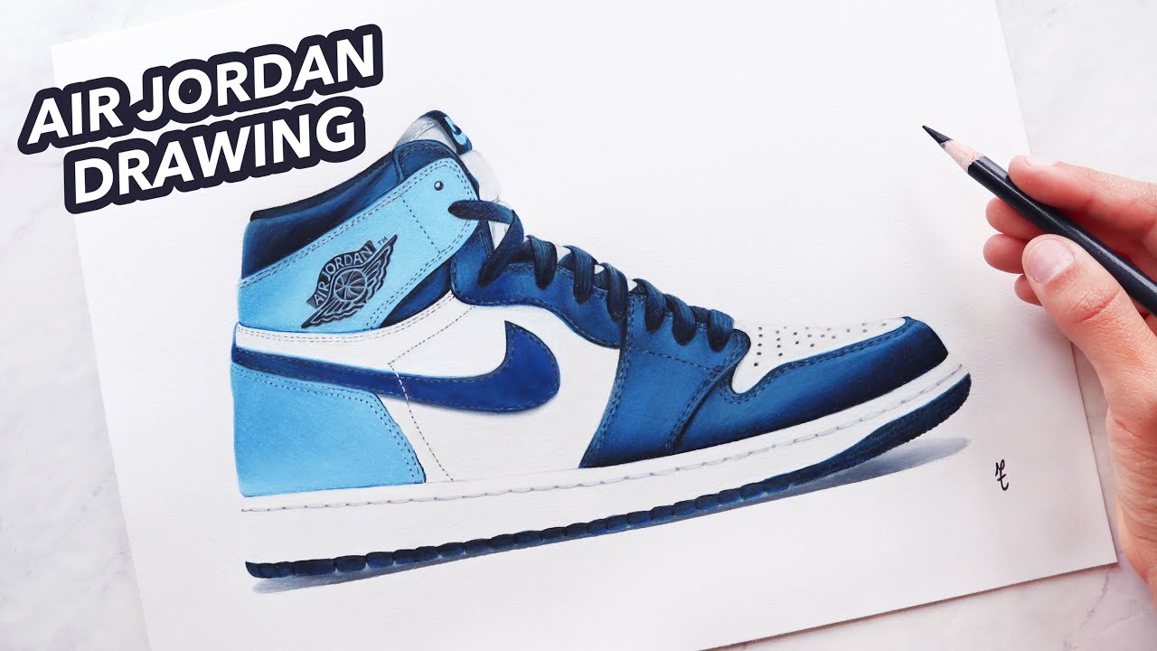Drawing Shoes Air Jordan 1 Shoes With Colored Pencils
