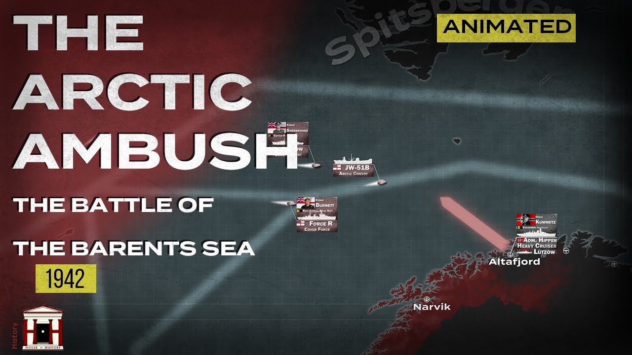 2 German Cruisers vs 6 Allied Ships: Battle of the Barents Sea, 1942 - Animated