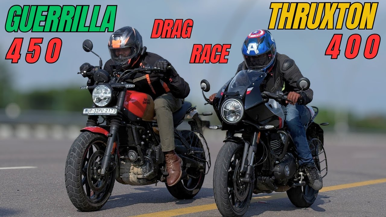 Triumph Thruxton 400 vs Guerrilla 450 Drag Race | First On YouTube |