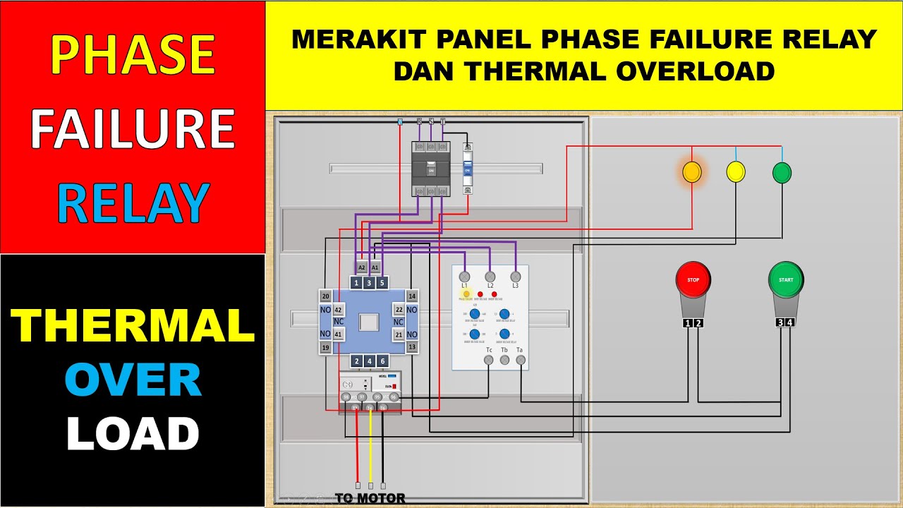 Cara Merakit Panel Motor 3 Fasa dengan Menggunakan Pengaman Phase Failure Relay dan Thermal Overload
