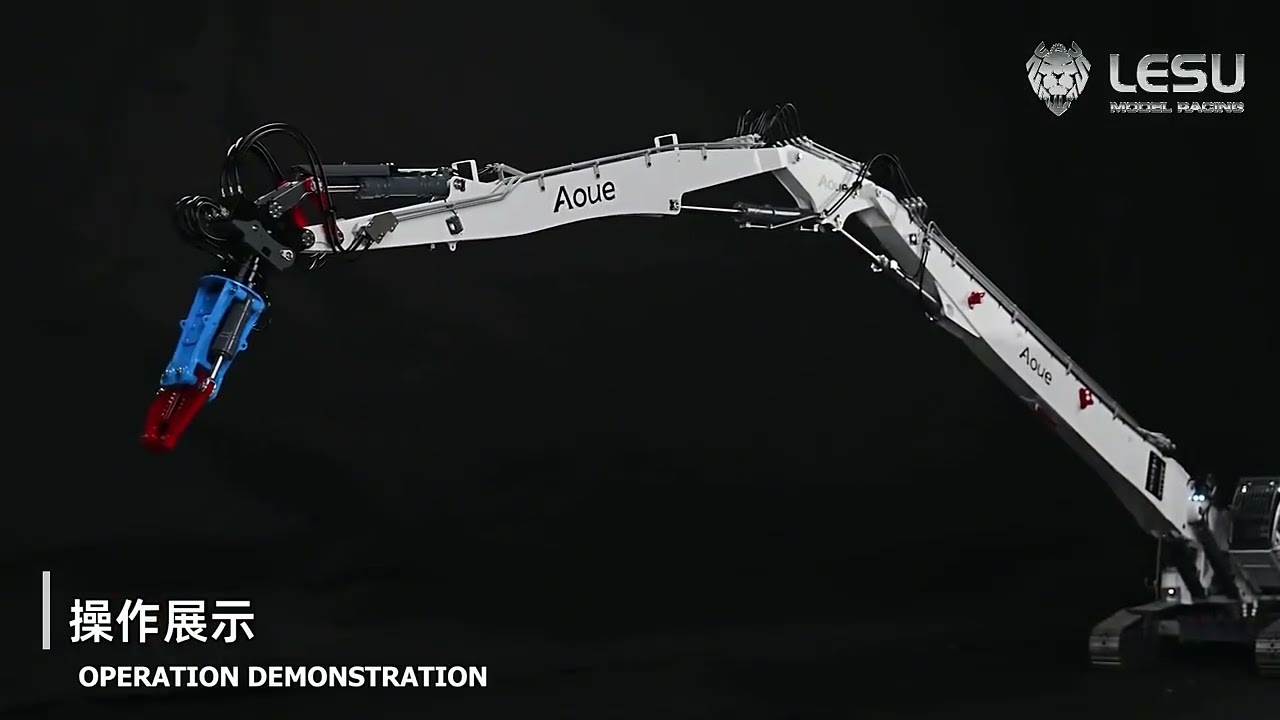 1/14 LESU Aoue LR960 full hydraulic demolition excavator, full details demonstration