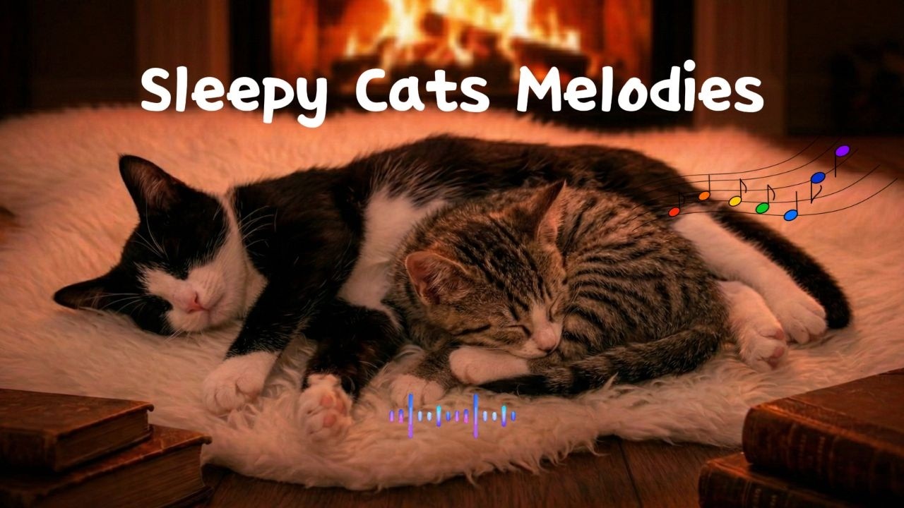 [10 Hours] Deep Sleep Fireplace & Piano Lullabies for Cats 🎹