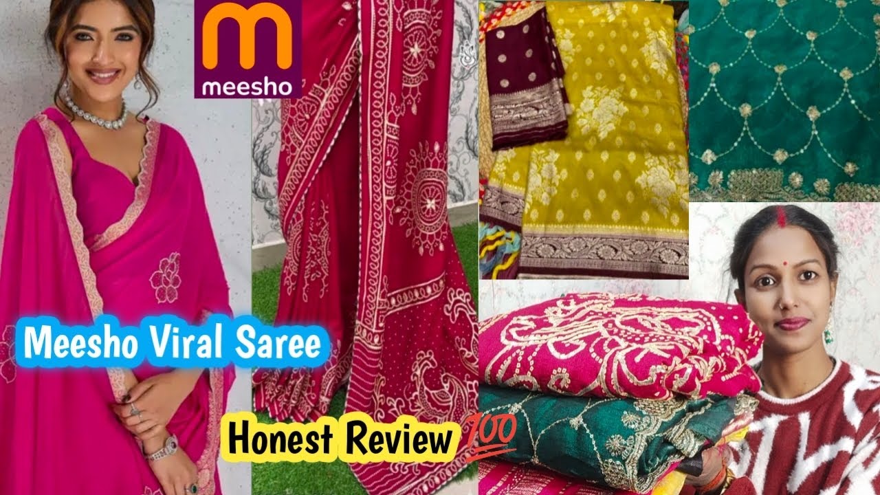 Meesho 🥰 Most Viral Saree /Jimmy Choo/Chiffon/Banarasi Silk Saree/And Bandhani Saree|