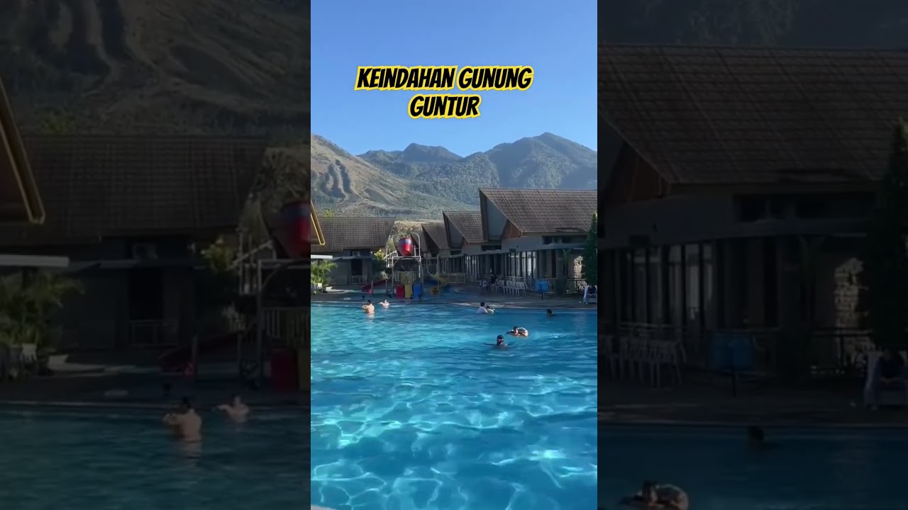 Wisata air Panas Cipanas Garut dengan latar Gunung Guntur #suasanapedesaan #music #cipanas #garut
