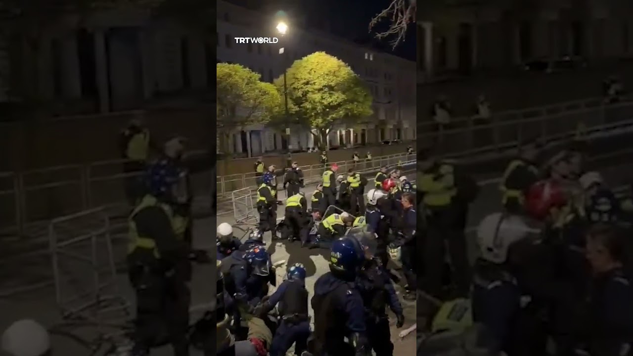 Protester arrested after removing Iranian flag from London Embassy