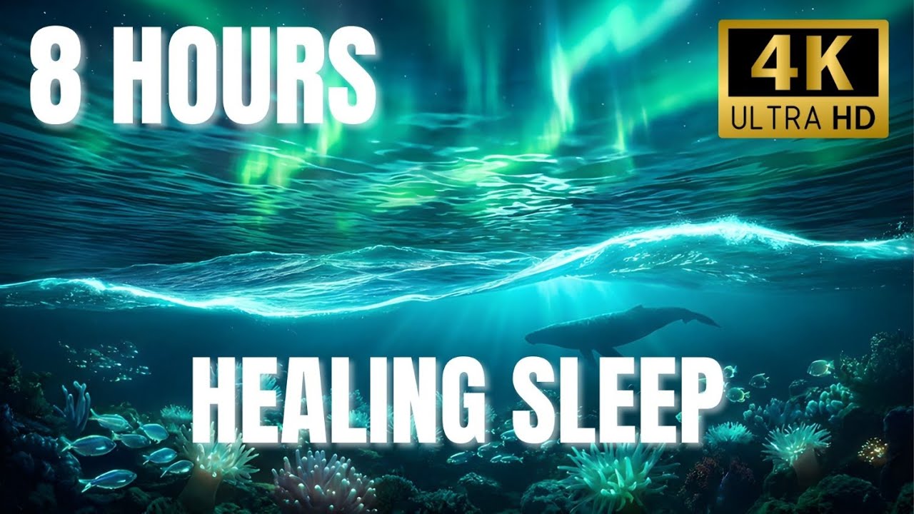 Underwater Aurora Borealis 💚 8 Hours Northern Lights Sleep Music ♫ Healing Frequency 4K