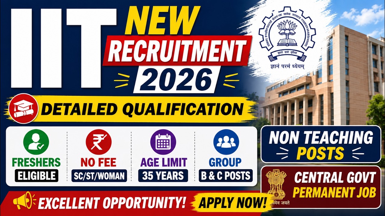 IIT Non Teaching Recruitment 2026 | ✅ IIT Group: A, B & C Job | Freshers Eligible | Age Limit: 35yrs