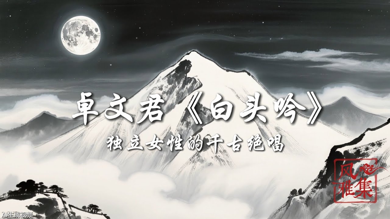 【风雅集】卓文君《白头吟》愿得一心人，白头不相离：独立女性的千古绝唱