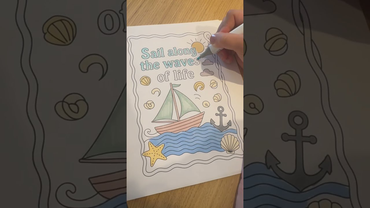 Relaxing Inspirational Coloring Session | Sailing Theme Quote | Coloring Page