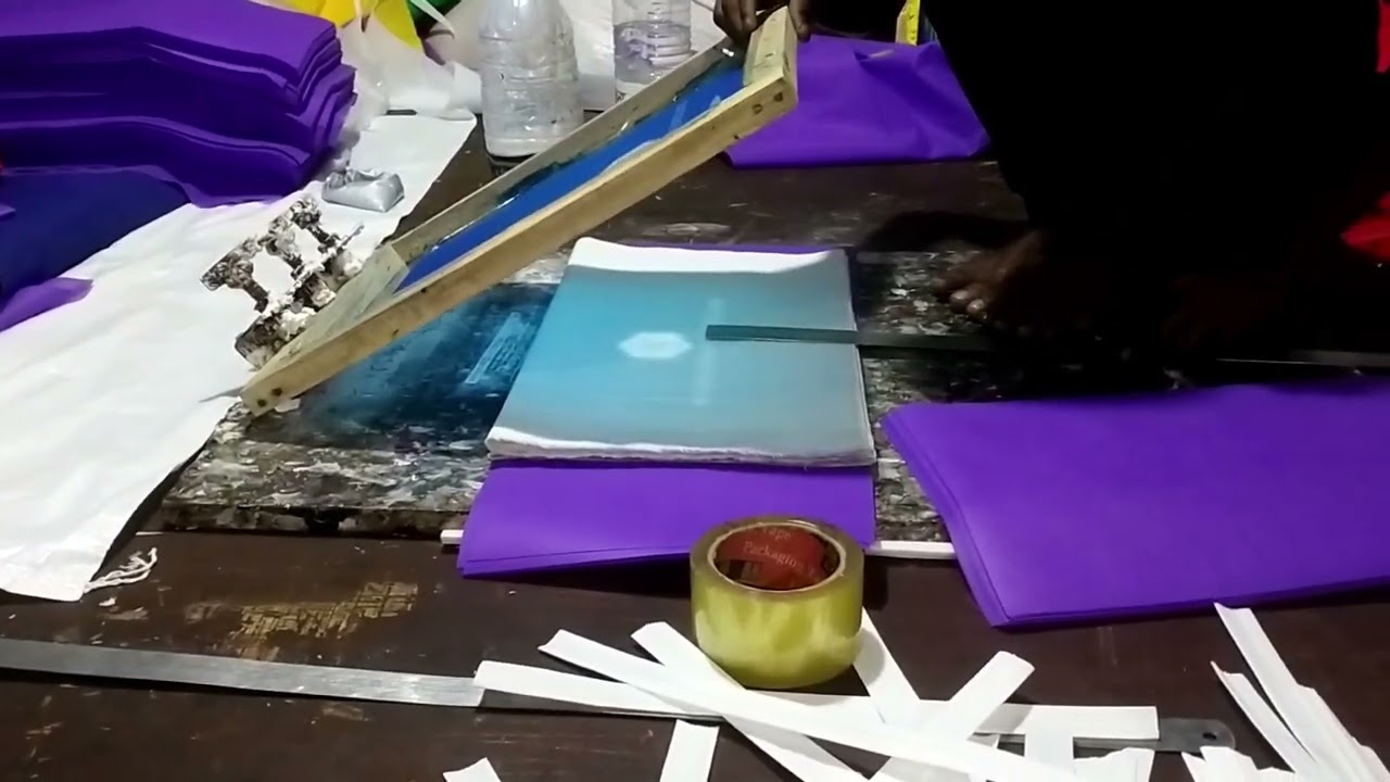 Amazing twill fabrics hand printing process- How to print by hand- Screenprinting-Bag making process