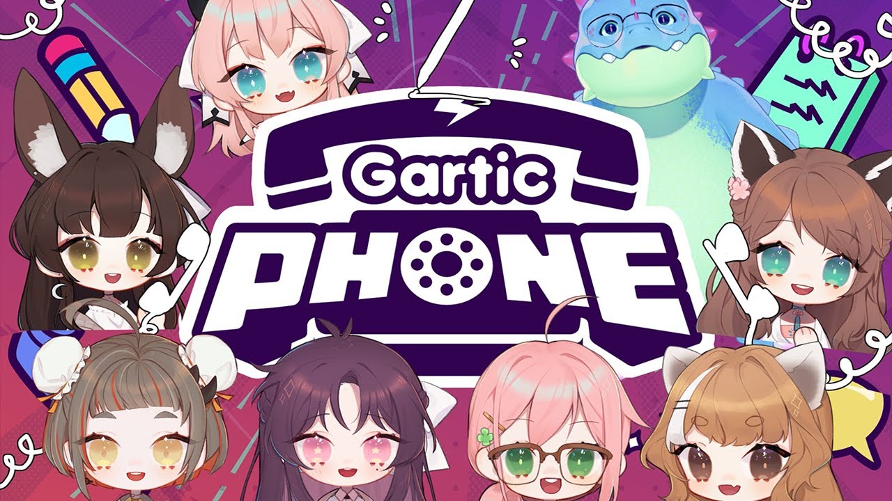 7 artists drawing cute things ..+ me .. | Gartic Phone Vtuber Collaboration