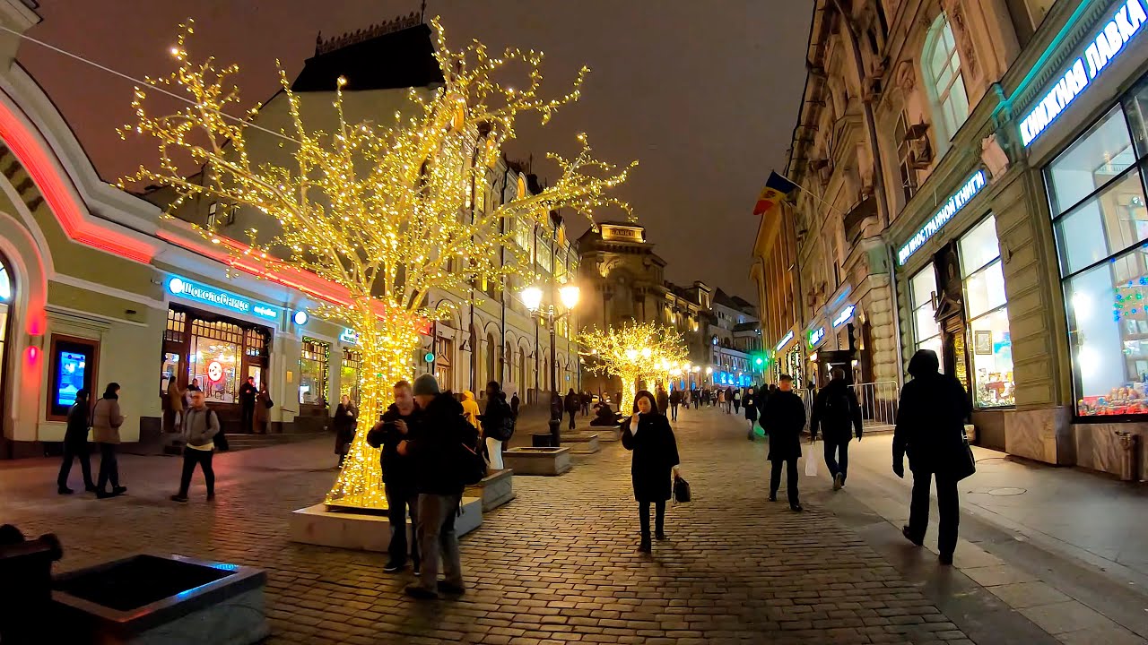 ⁴ᴷ⁵⁰ Walking Moscow: Moscow Center - from Kuznetskiy Most to Lubyanka Square - Christmas & New Year