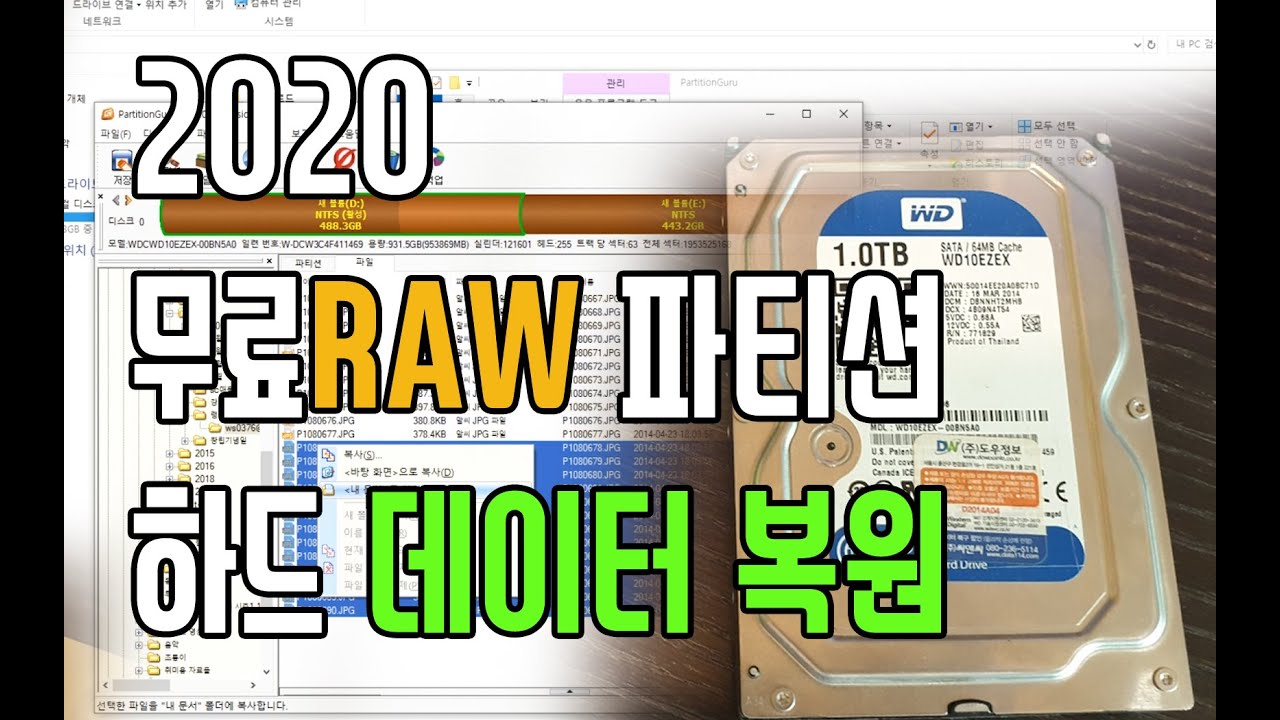 파티션 분리된 하드가 RAW로 인식되고 포맷(포멧) 하라고 할 때  데이터 복구(복원)