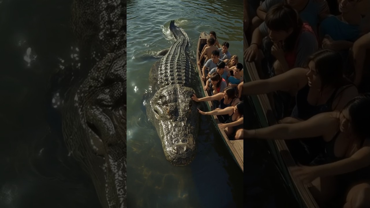 POV: Crocodile attacks boat with people #crocodile #crocodiles #attack #crocodileattacks #ai