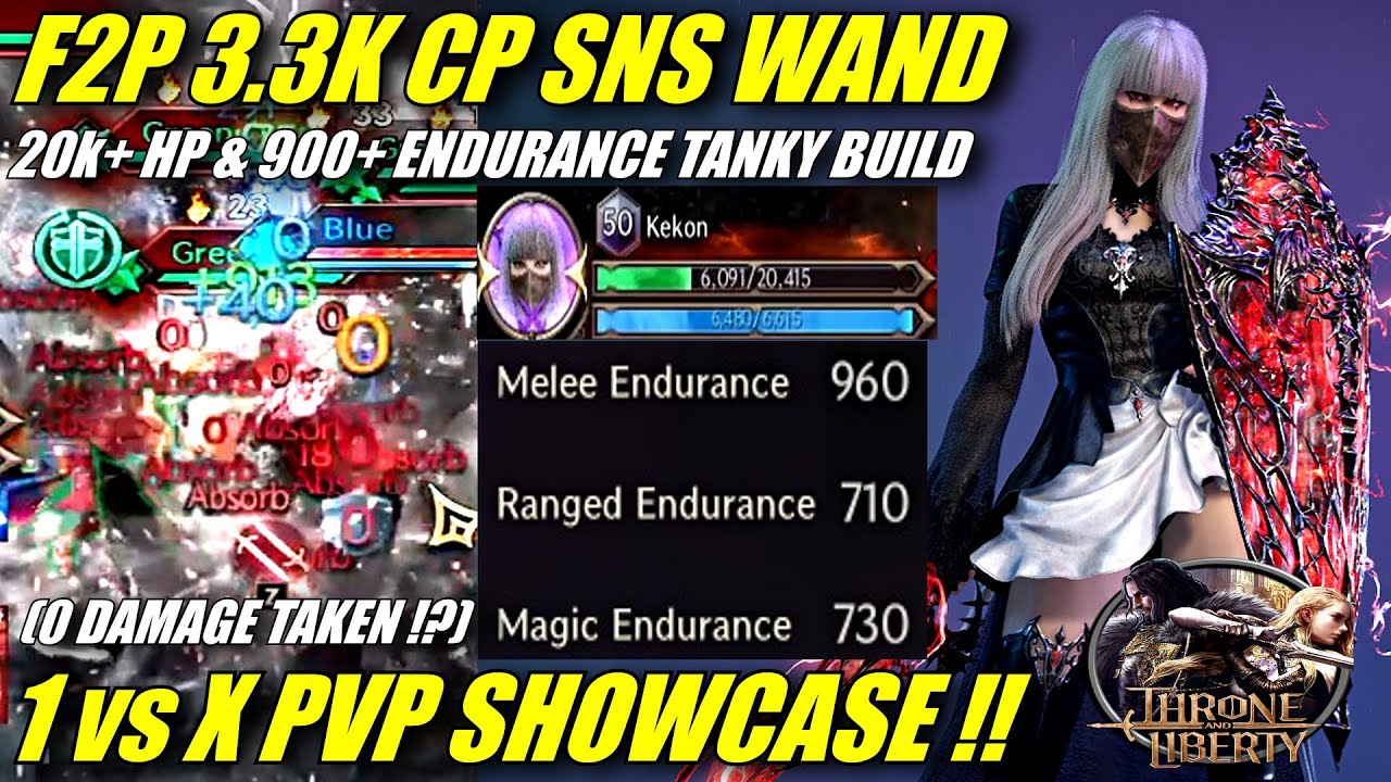 F2P SNS WAND 3.3K+ CP, 20K+ HP & 900+ ENDURANCE TANKY BUILD | 1 vs X Open World PVP Showcase & Guide