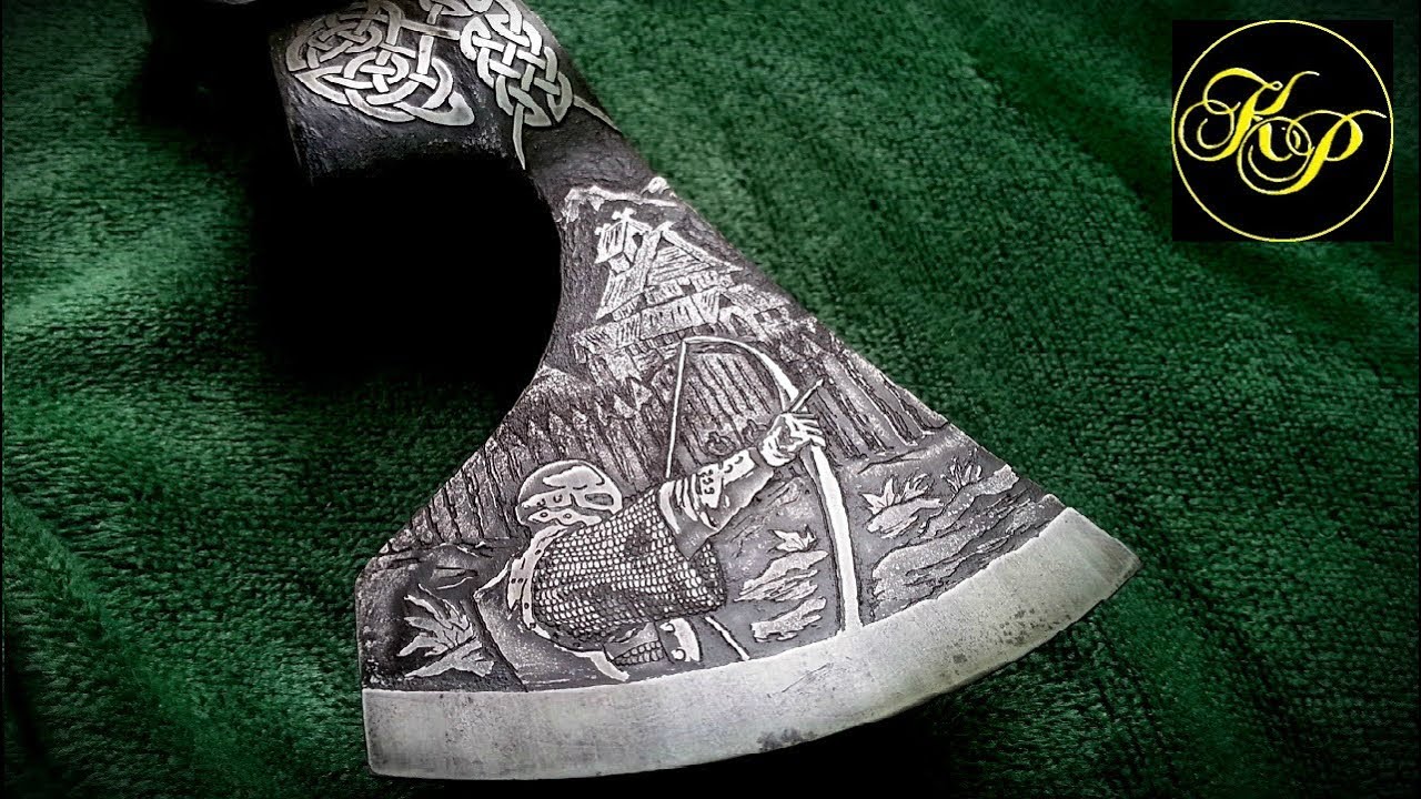 Рисунок на металле. Как сделать старинный топор.
