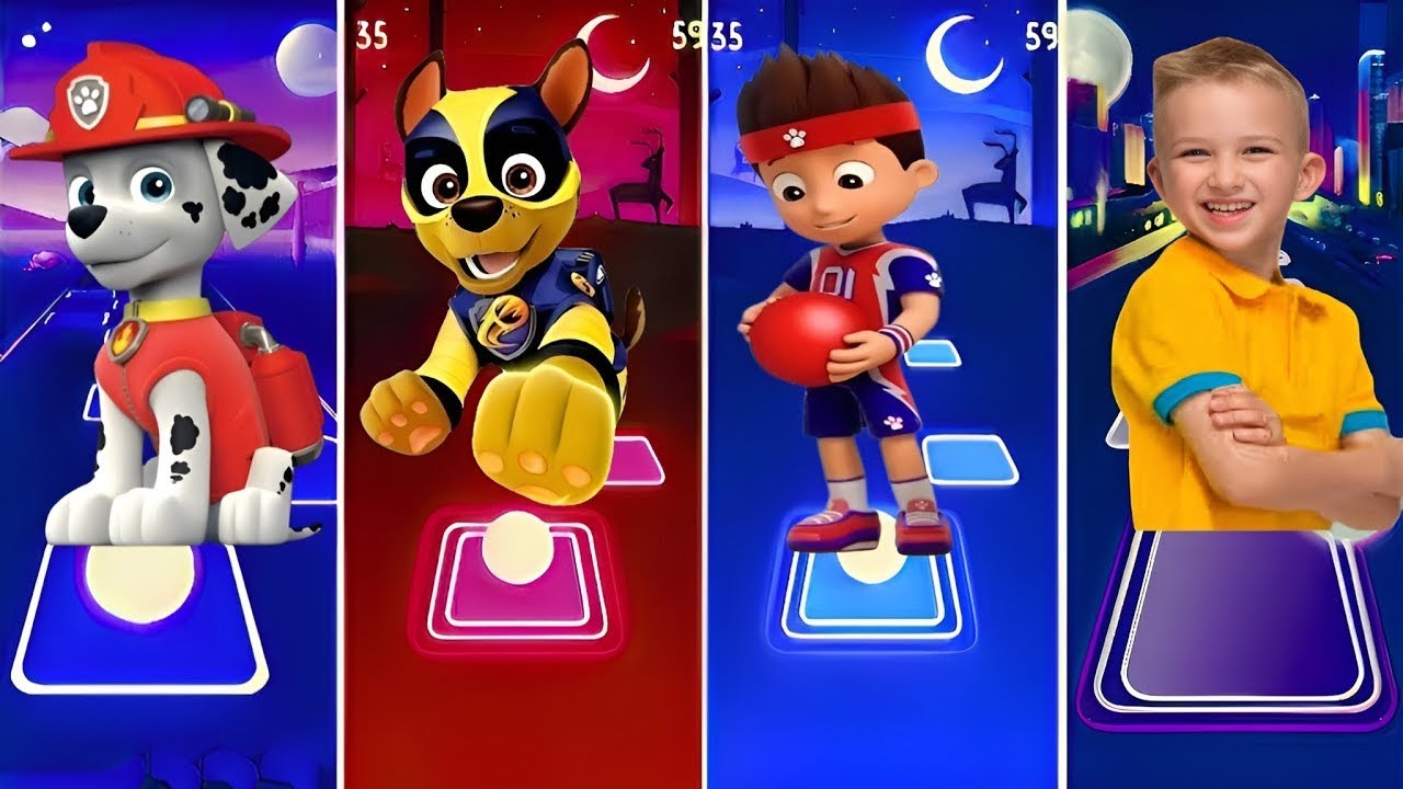 Marshall VS Chase VS Rider VS Blippi paw patrol coffin dance tiles hop Edm rush