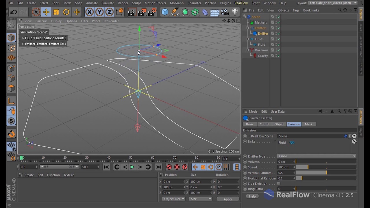 RealFlow | Cinema 4D 2.5: Emitters - Pull to Create Volumes