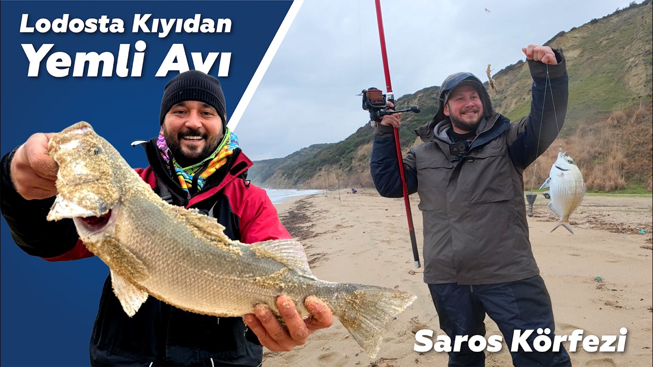Gün boyu yağmur altında Lodosta kıyıdan yemli Levrek avı/ Saros Körfezi / Keşan #keşfet #surfcasting