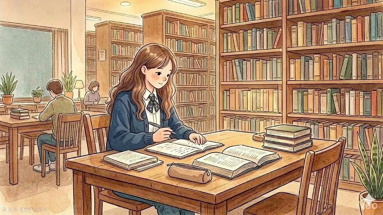 lofi음악이 흘러나오는 도서관