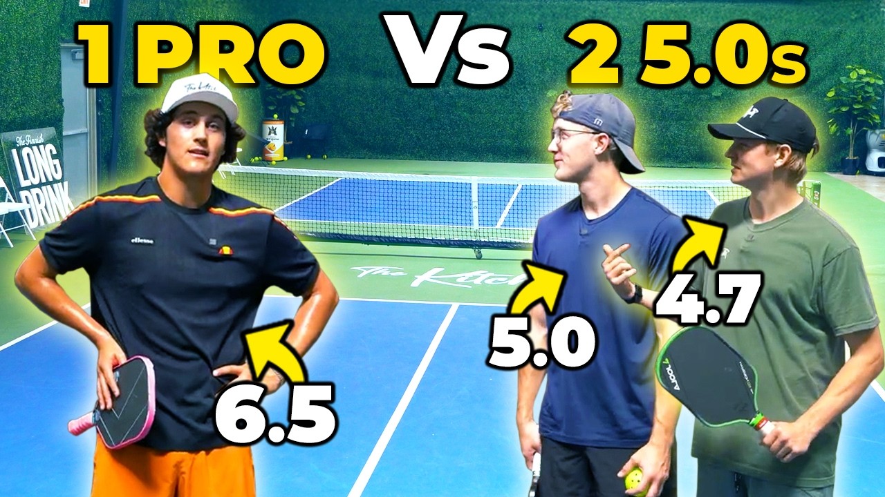 Сможет ли 1 профессиональный игрок Pickleball победить 2 игроков с рейтингом 5.0?
