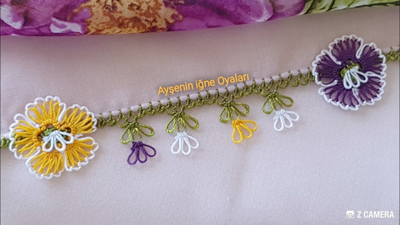 Çok güzel Menekşe igne oyası modeli anlatımlı yapılışı igne oyası modelleri