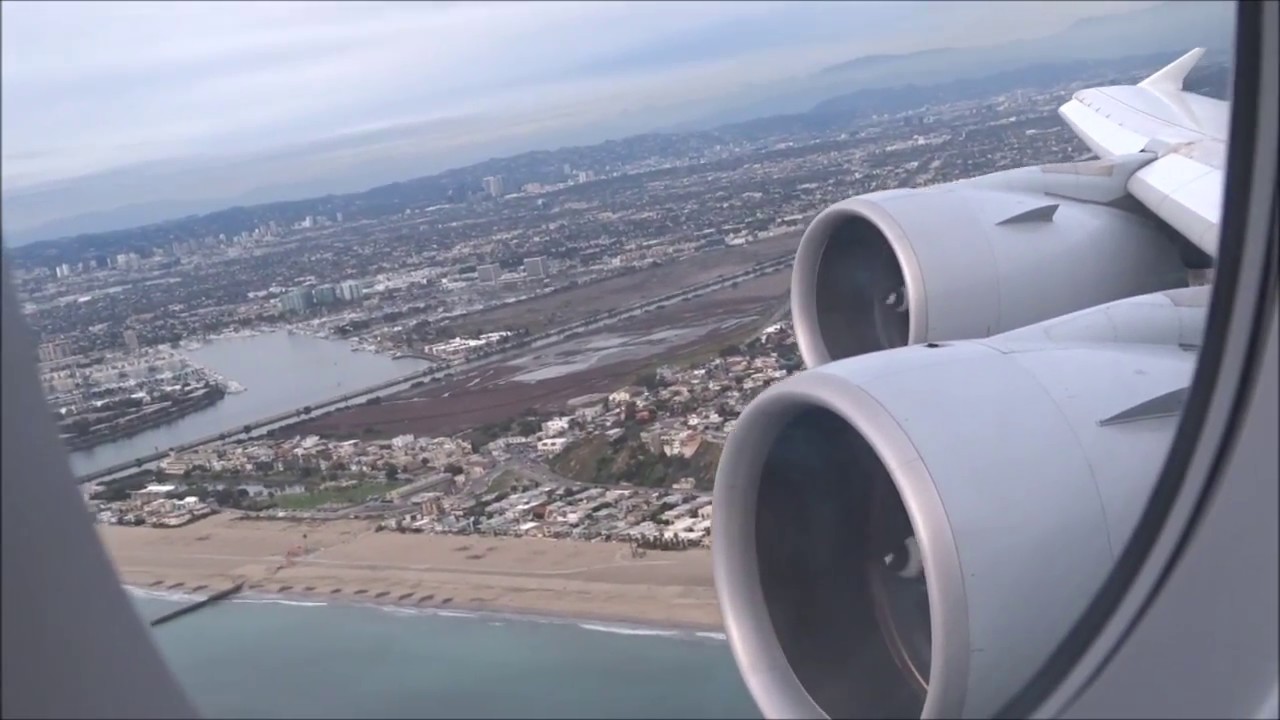 Lufthansa A380 beautiful sunset takeoff from LAX