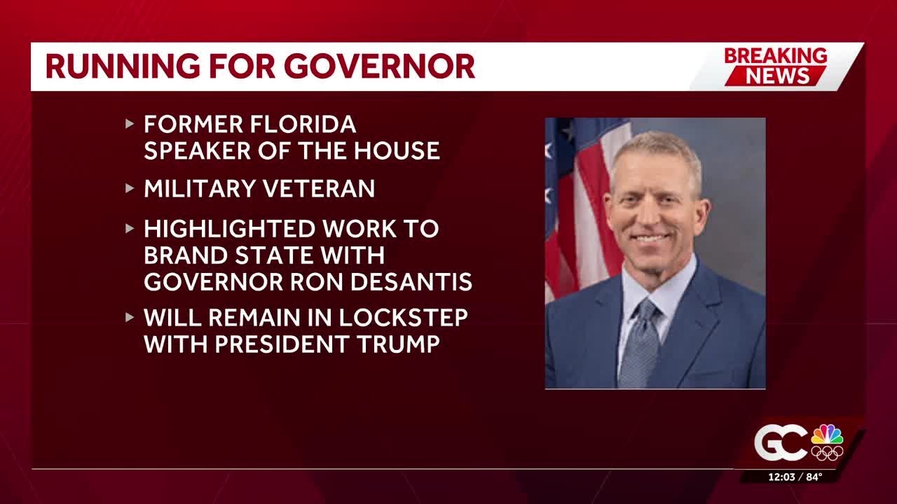 Former Speaker of the Florida House Paul Renner announces run for Florida governor
