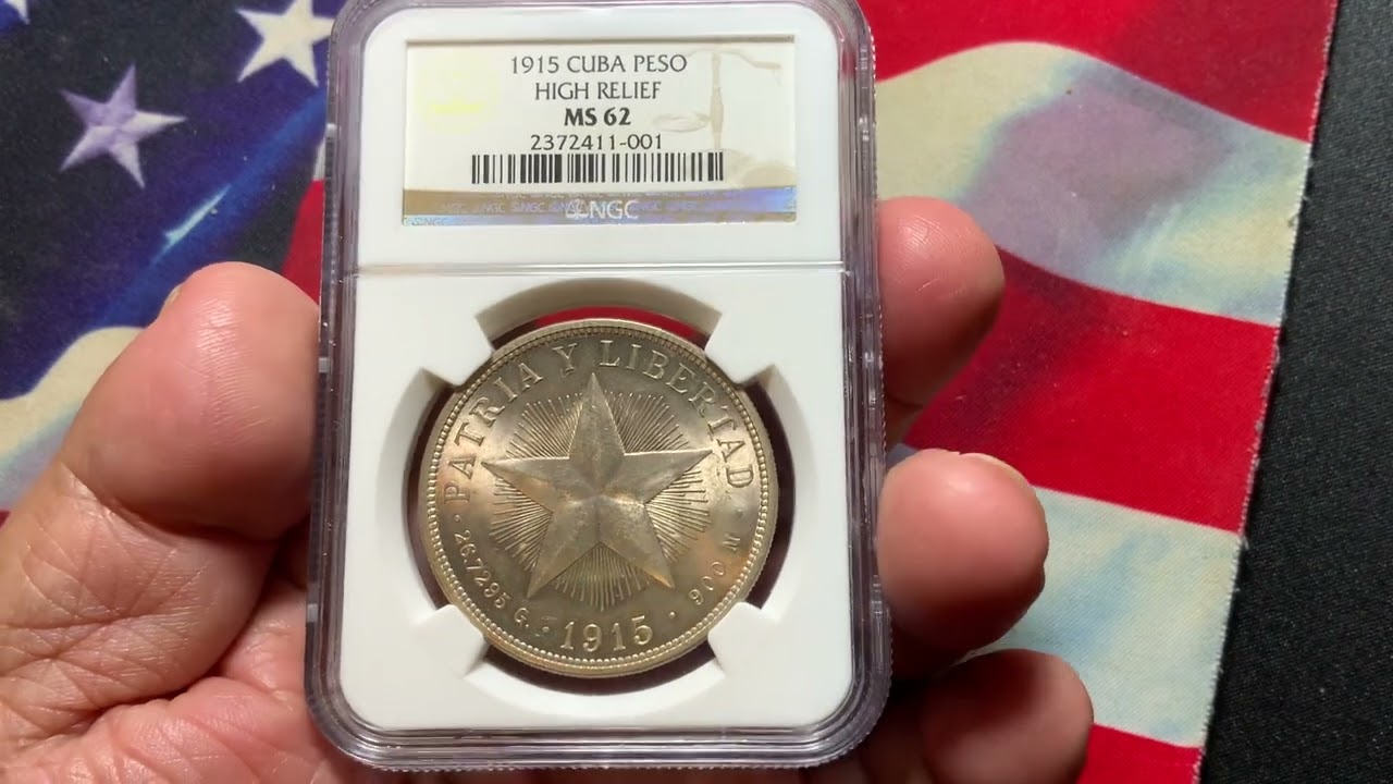 Cuba 1915 Star Peso Superb Gem NGC 62 Rare High Grade