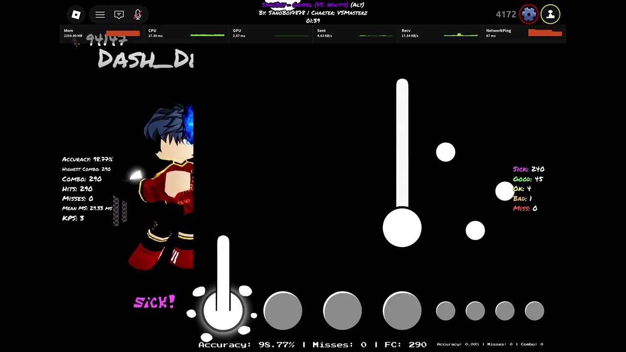 Funky friday trying to get full combo on gospel vs whitty (with blutetooth keyboard) ( i failed )