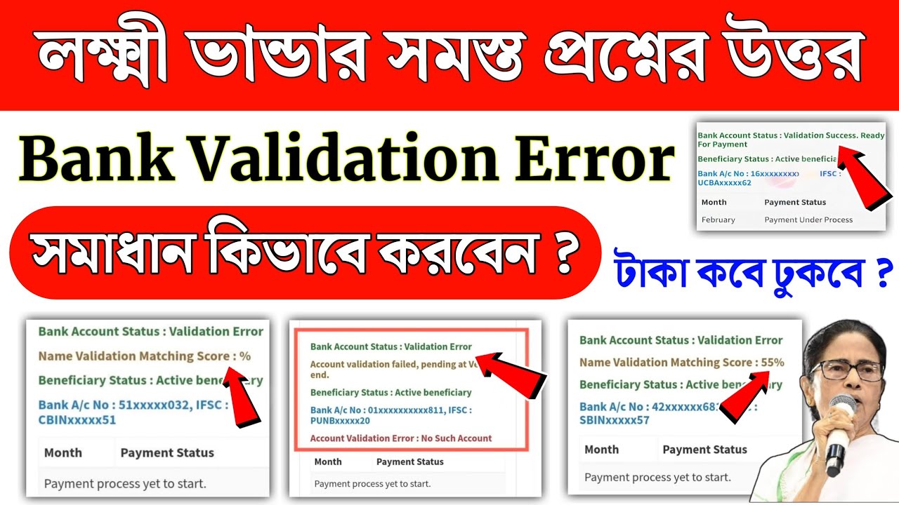 Lakshmir Bhandar Latest Update 2026: Bank Validation Error Solved | Lakshmi bhandar Validation error