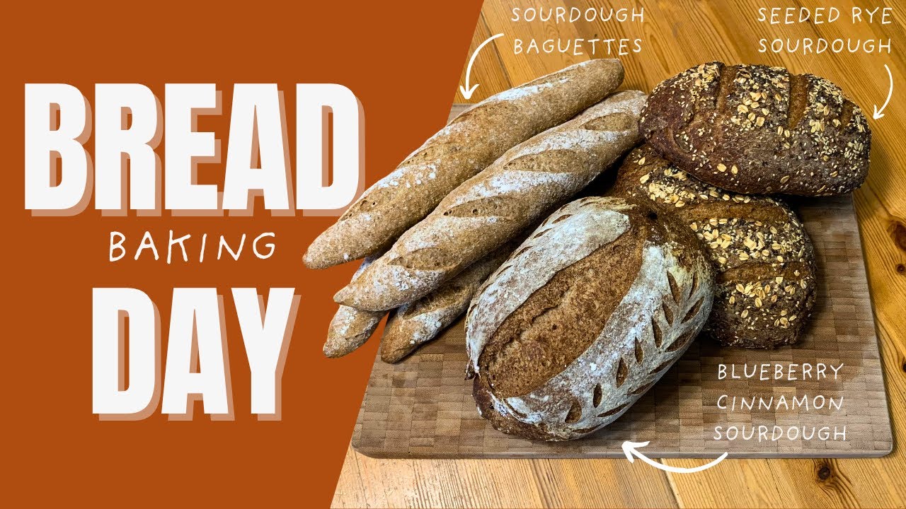 Big Bread Baking Day! (Blueberry Cinnamon Sourdough, Sourdough Baguettes, Seeded Rye Sourdough)