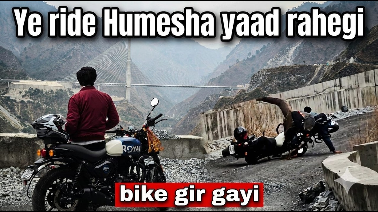 Bike Gir Gayi 😳 | Baba Dhansar Reasi Ride | Anji Khad Bridge View | #JammuVlog #hunter350 #reasi