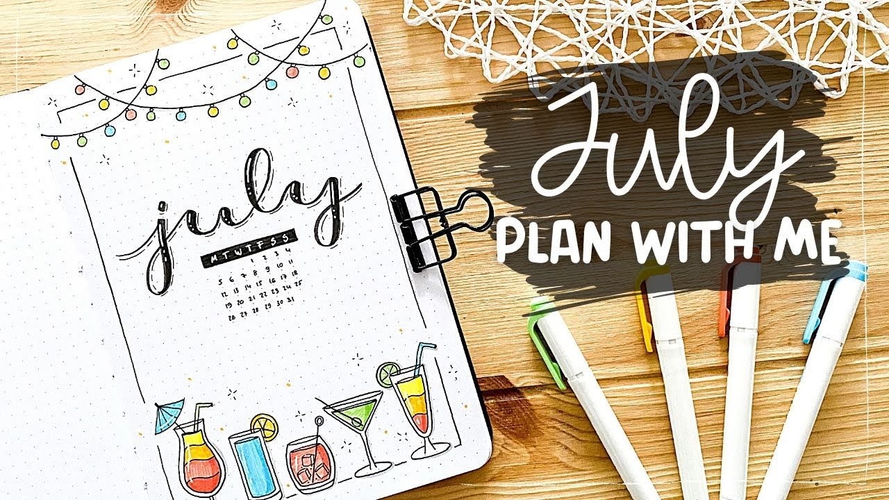 July 2021 | PLAN WITH ME | Bullet Journal Monthly Setup - Cocktail Party Theme