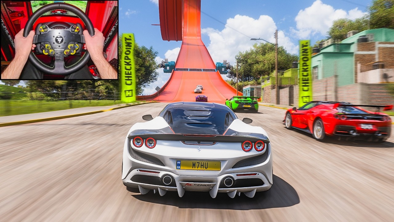 Ferrari F8 Tributo - Hot Wheels Race - Forza Horizon 5 | Steering Wheel Gameplay