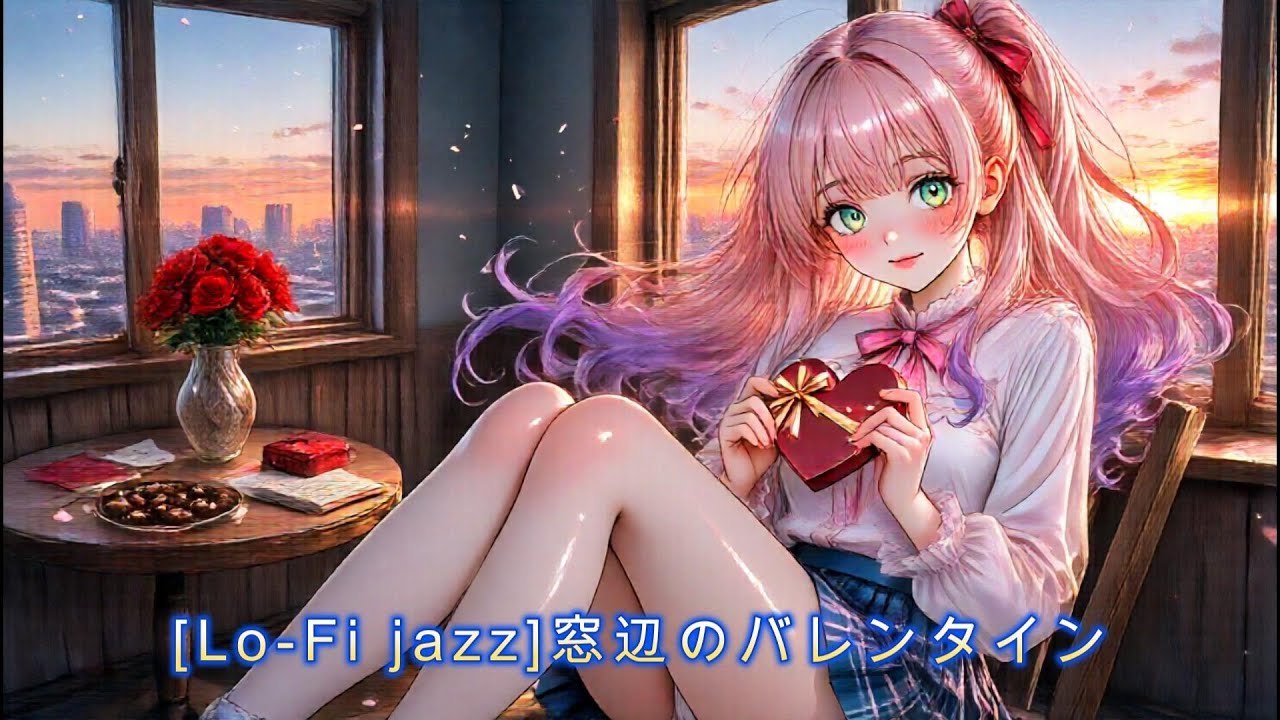 【Lo-Fi jazz】【作業用BGM】窓辺のバレンタイン｜70年代レトロジャズ×高画質美少女画像×チル癒しBGM（1時間ロングVer.）