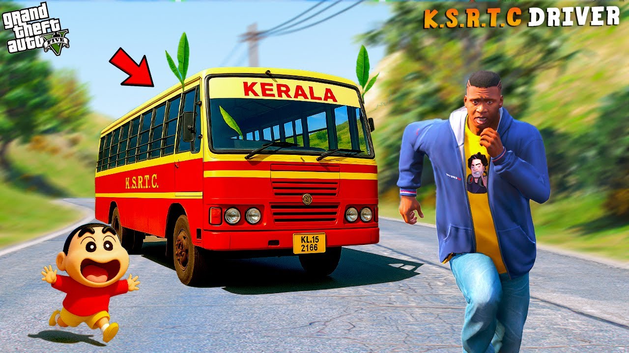 Franklin and Shinchan Become K.S.R.T.C Bus Driver In GTA 5 | Paradox FTW
