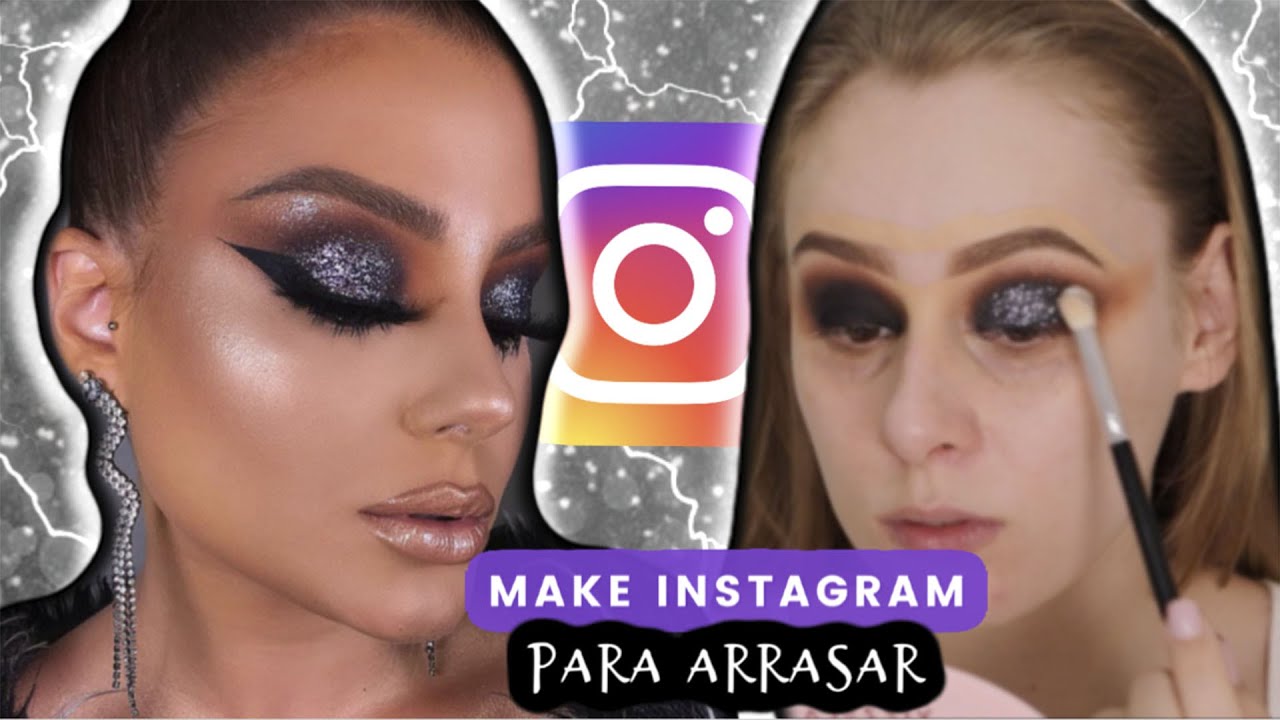 MAKE DE INSTAGRAM PODEROS , olho PRETO, GLITTER E DELINEADO GATINHO | Amanda Pastore