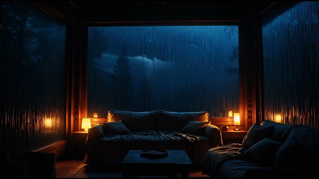 Cozy Cabin Rain at Night – Forest Rain Sounds for Deep Sleep | No Music