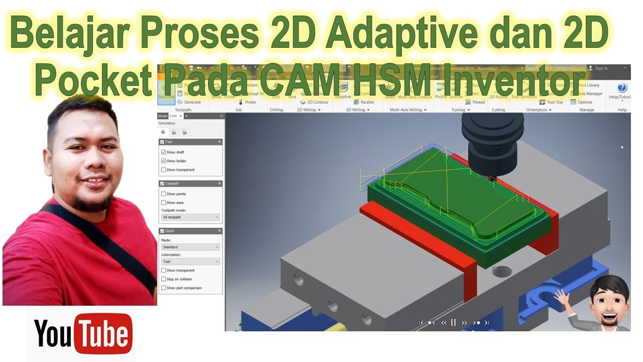 Belajar Proses 2D Adaptive dan 2D Pocket Pada CAM HSM Inventor