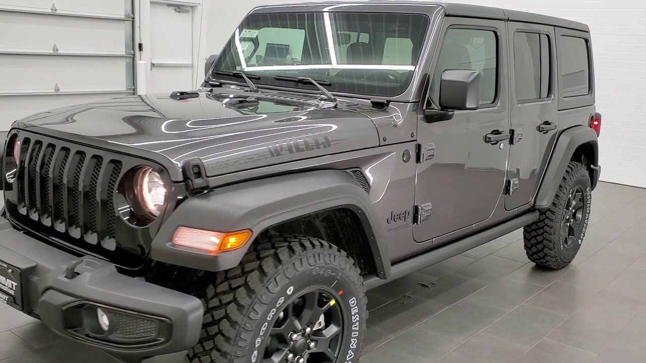 2021 JEEP WRANGLER 4 DOOR WILLYS SPORT TURBO HARD TOP GRANITE CRYSTAL WALK AROUND REVIEW 21J110 SOLD