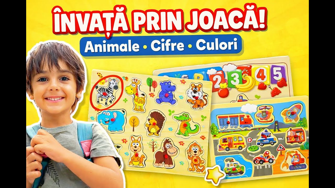 COLAJ Jocuri educative | Invata culorile, numerele, animalele cu puzzle distractiv